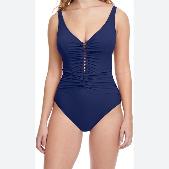 NWT - Profile by Gottex Navy One-Piece D Cup Swimsuit. Size 10D.